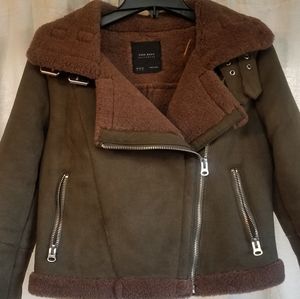 ZARA Moto Zippered Cropped Jacket